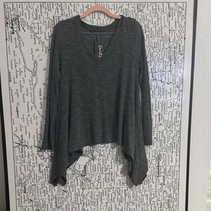 Final Touch Dark Gray V-Neck Long Sleeve Top
